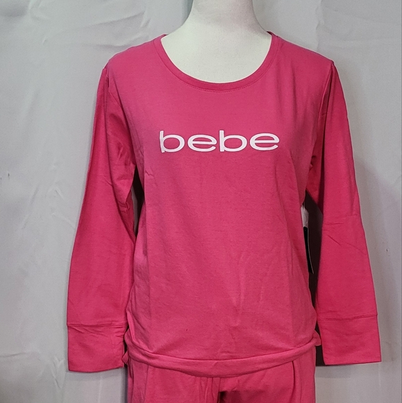 Bebe Women's NWT Fuchsia Pink 2pc Lightweight Pajama Top & Pants Set Size Medium - Picture 6 of 14